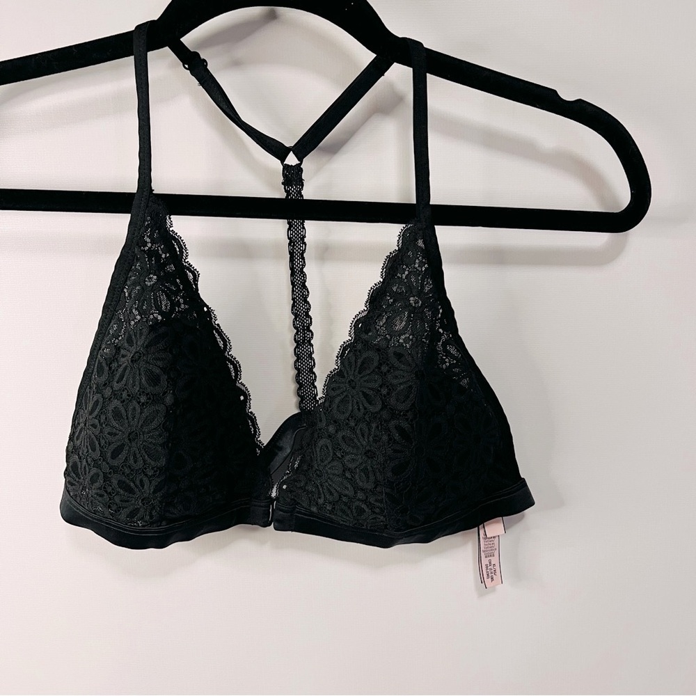Victoria’s Secret Black Lace Racerback Bralette Size XL NWOT